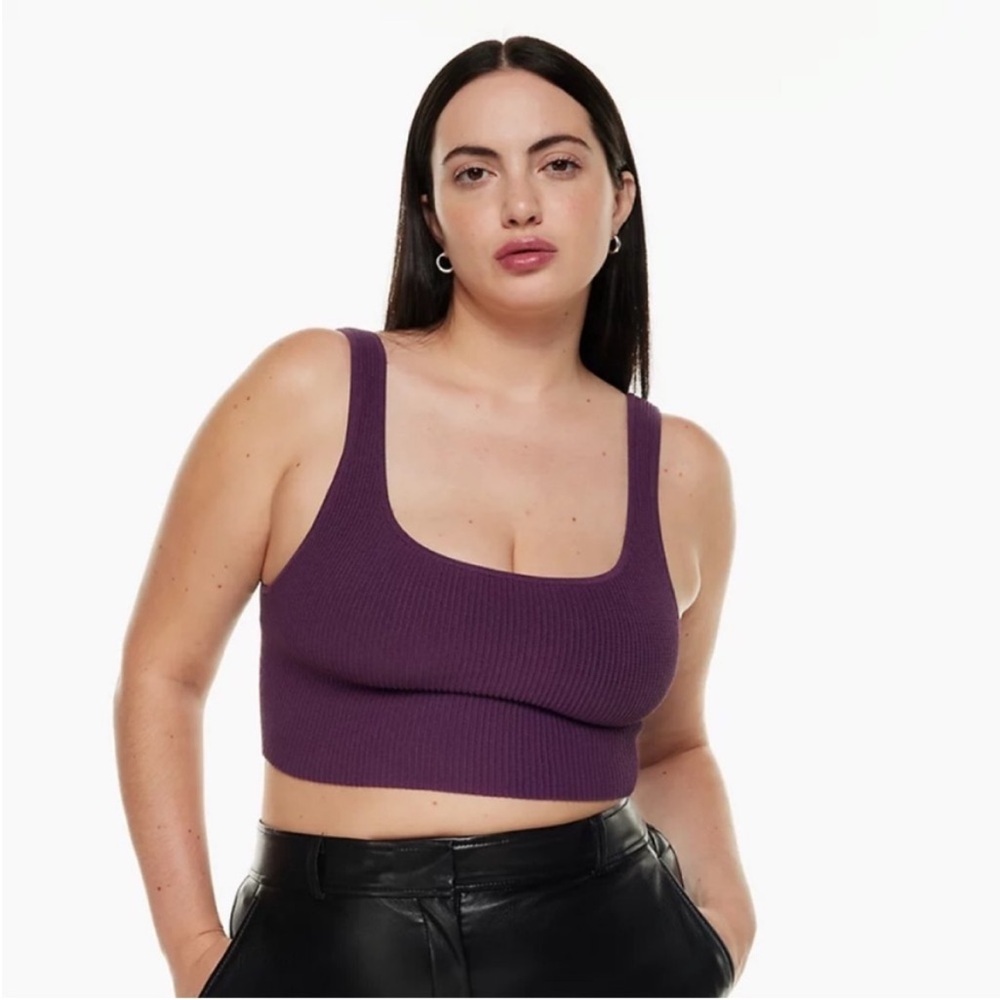Aritzia Babaton Sculpt Knit Purple Ribbed Tank Top